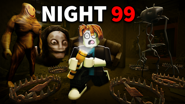 Official Amber Alert Roblox gameplay thumbnail showing Night 99